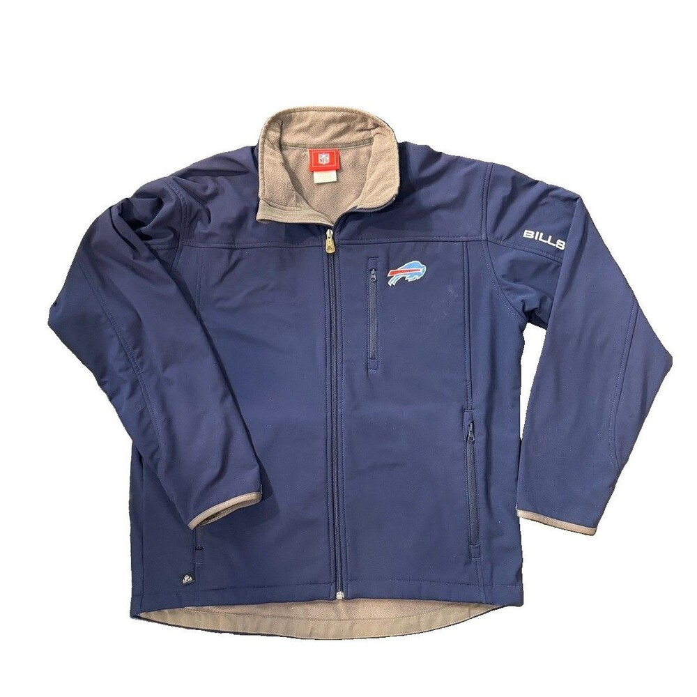 Vintage Buffalo Bills Hardshell Fleece Jacket Full Zip L Blue VTG NFL Y2K Coat